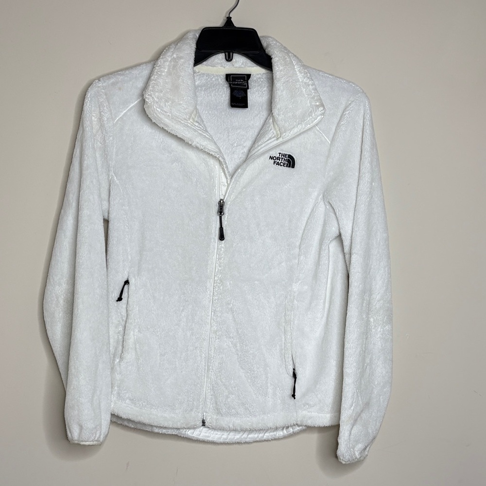 The North Face Women’s Fleece Jacket Size M Cream White Zip Front Soft Cozy